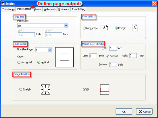 a-pdf scan paper settings page